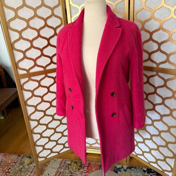 Gerard Darel Size FR 38 US 6 Fuchsia Double-Breasted Wool Blend Pea Coat Jacket - Picture 15 of 16